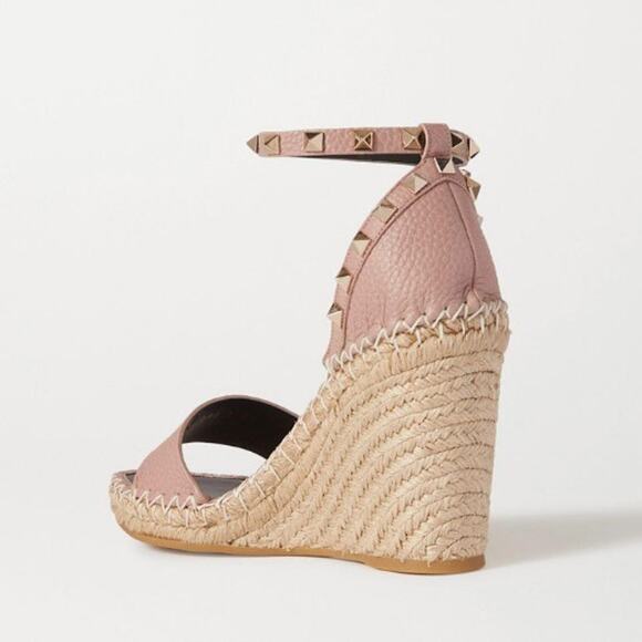 VALENTINO GARAVANI Rockstud 105 leather espadrilles wedges sandals - Picture 3 of 4